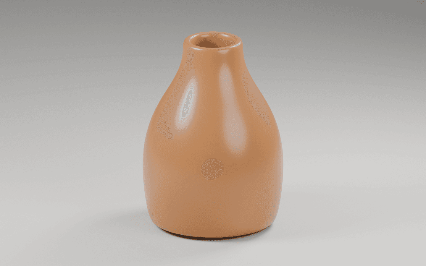 Amber ceramic vase rendered in Blender with soft studio lighting