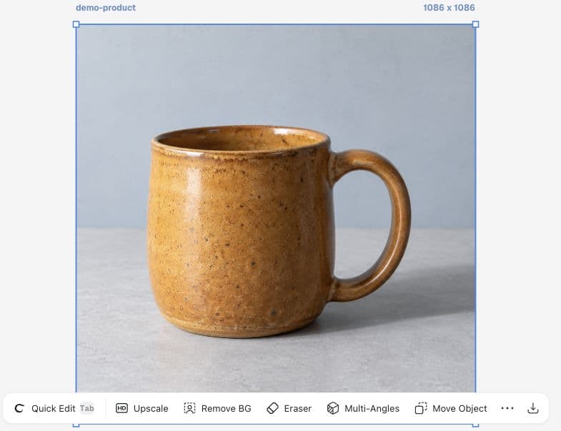 Completed square mug crop showing its full handle
