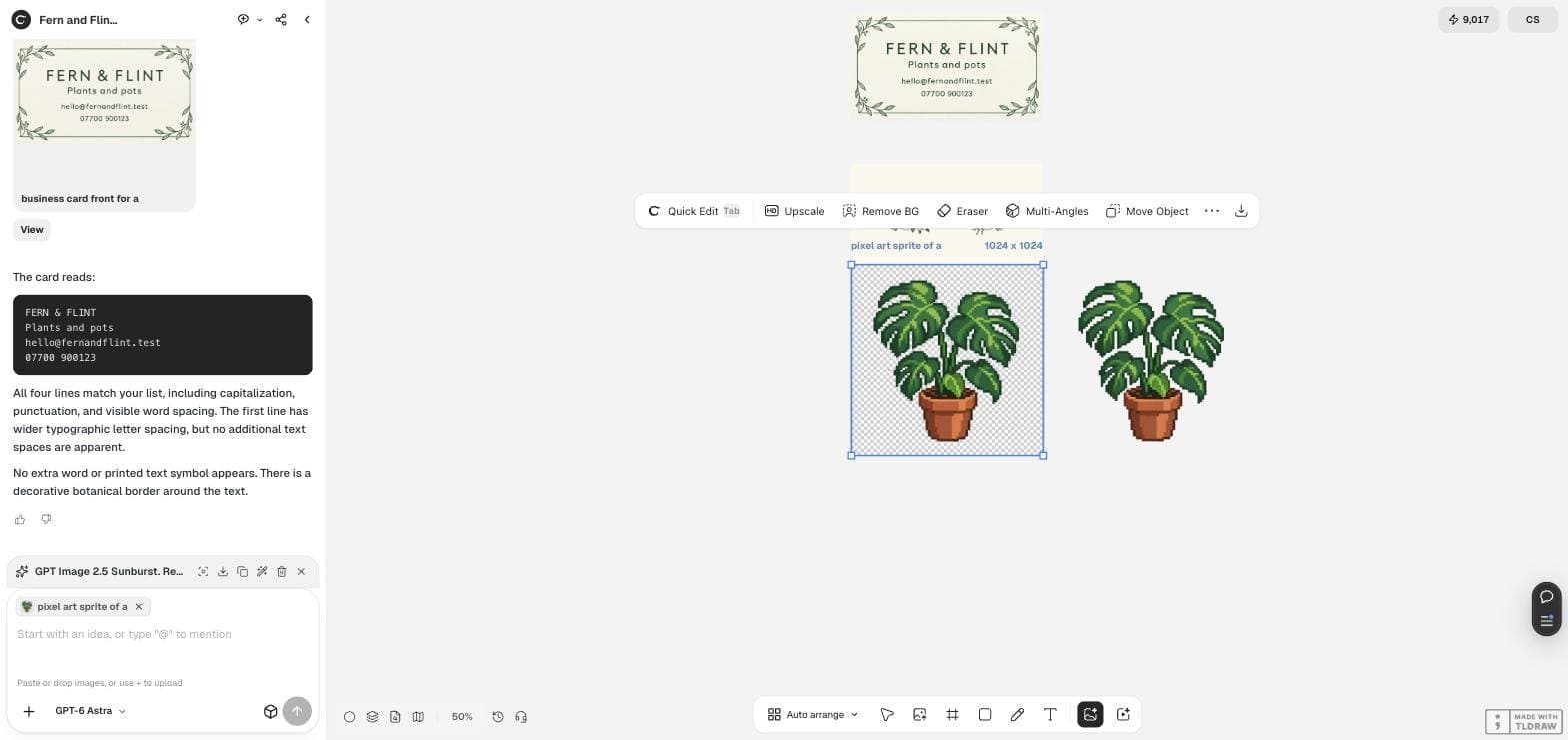 Two pixel art plants side by side on the Ciyo canvas, the left one on a checkerboard and the right one on the plain canvas