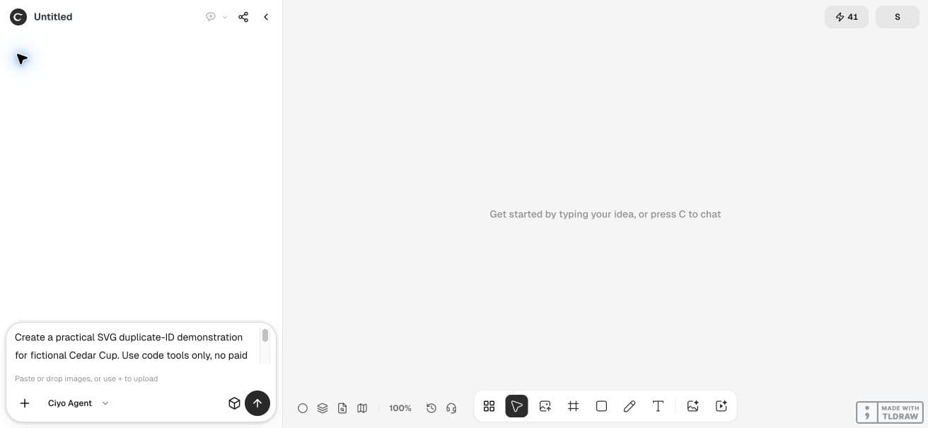 Full Ciyo viewport with the two-badge ID-repair request