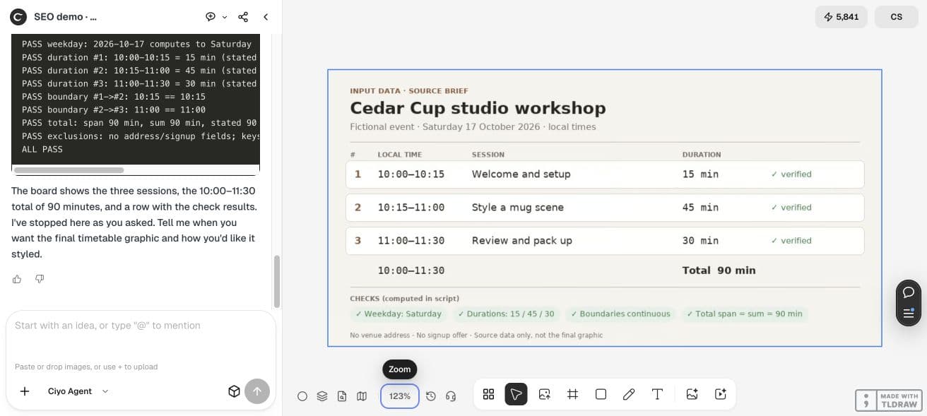 講座入力表とコードによる時刻チェックを表示したCiyo画面全体