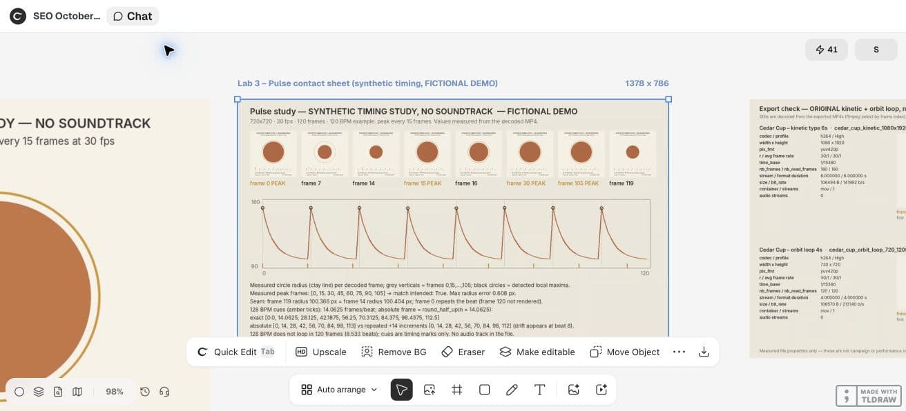 Full Ciyo product viewport showing the actual fictional beat motion study and its review sheet