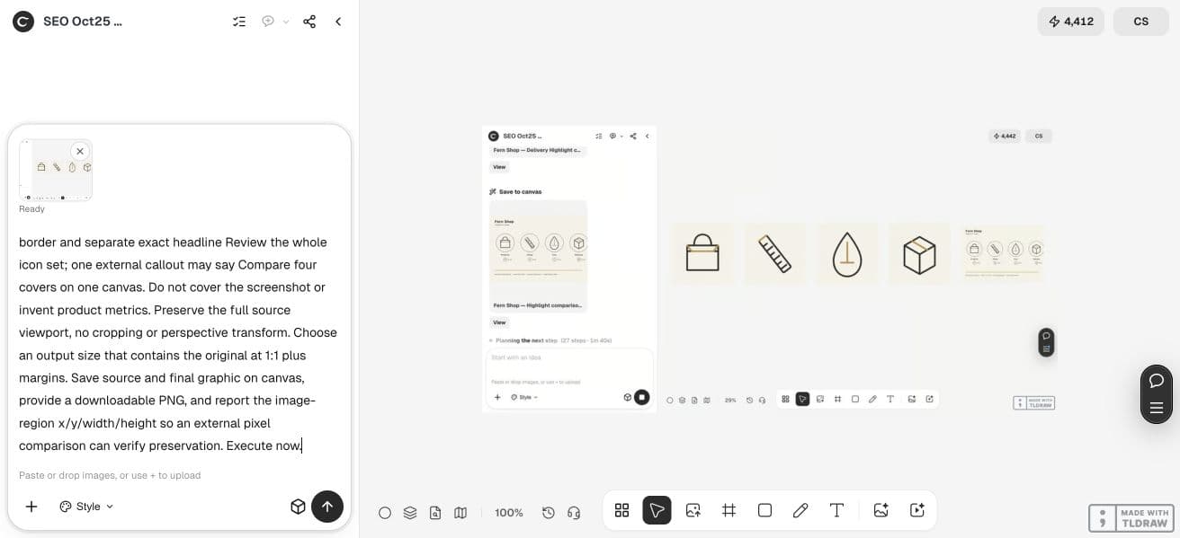 An actual Ciyo screenshot attached to a deterministic framing brief
