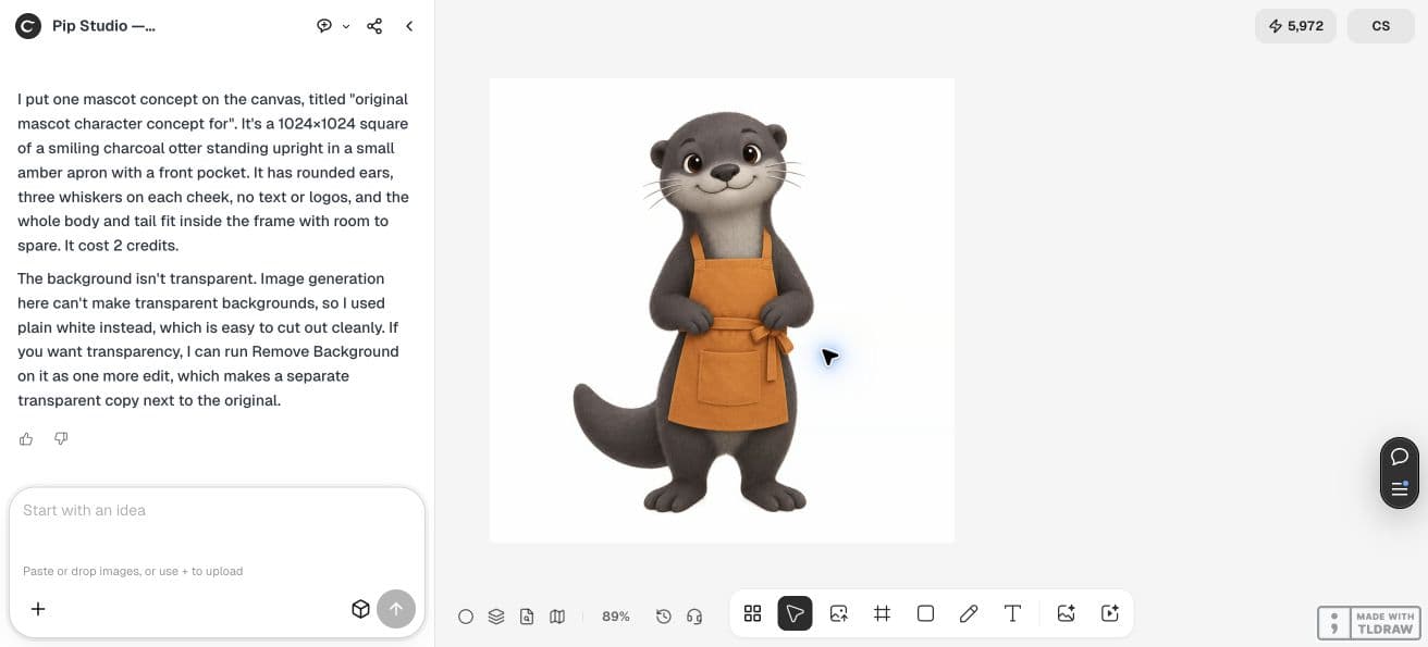 Full Ciyo workspace showing the original otter mascot on a white background
