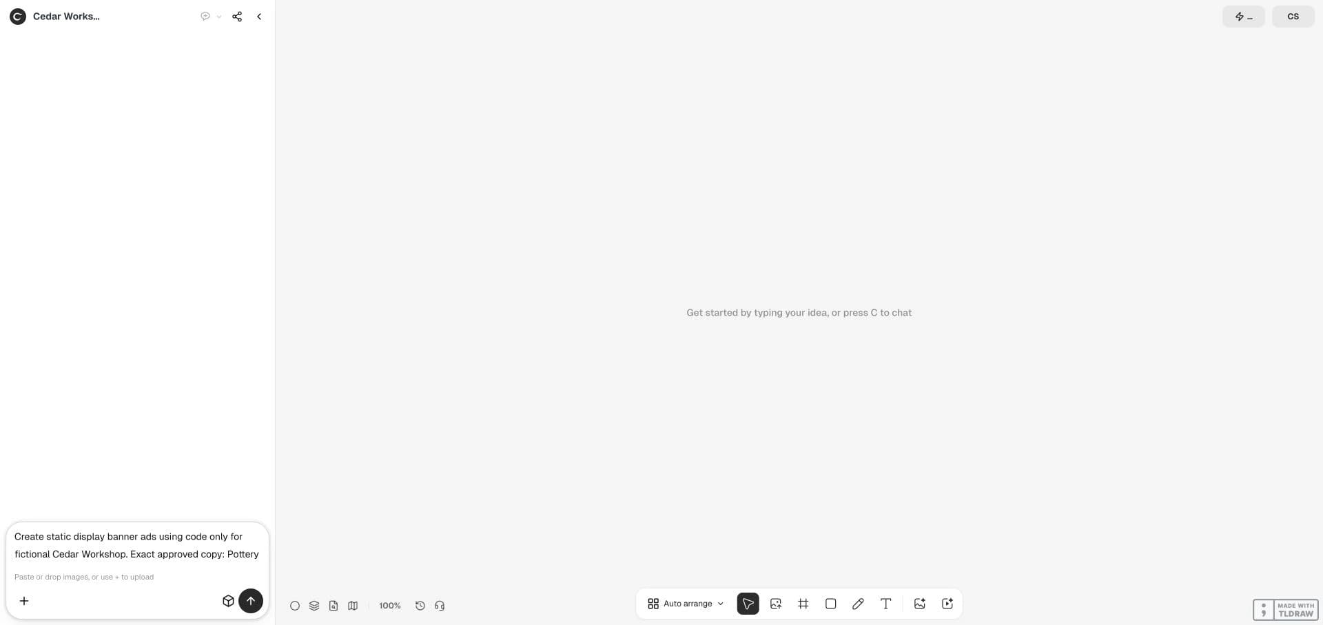Live Ciyo demo: fictional input in the full product viewport. The original interface and artwork use English; the copyable brief below is localized.