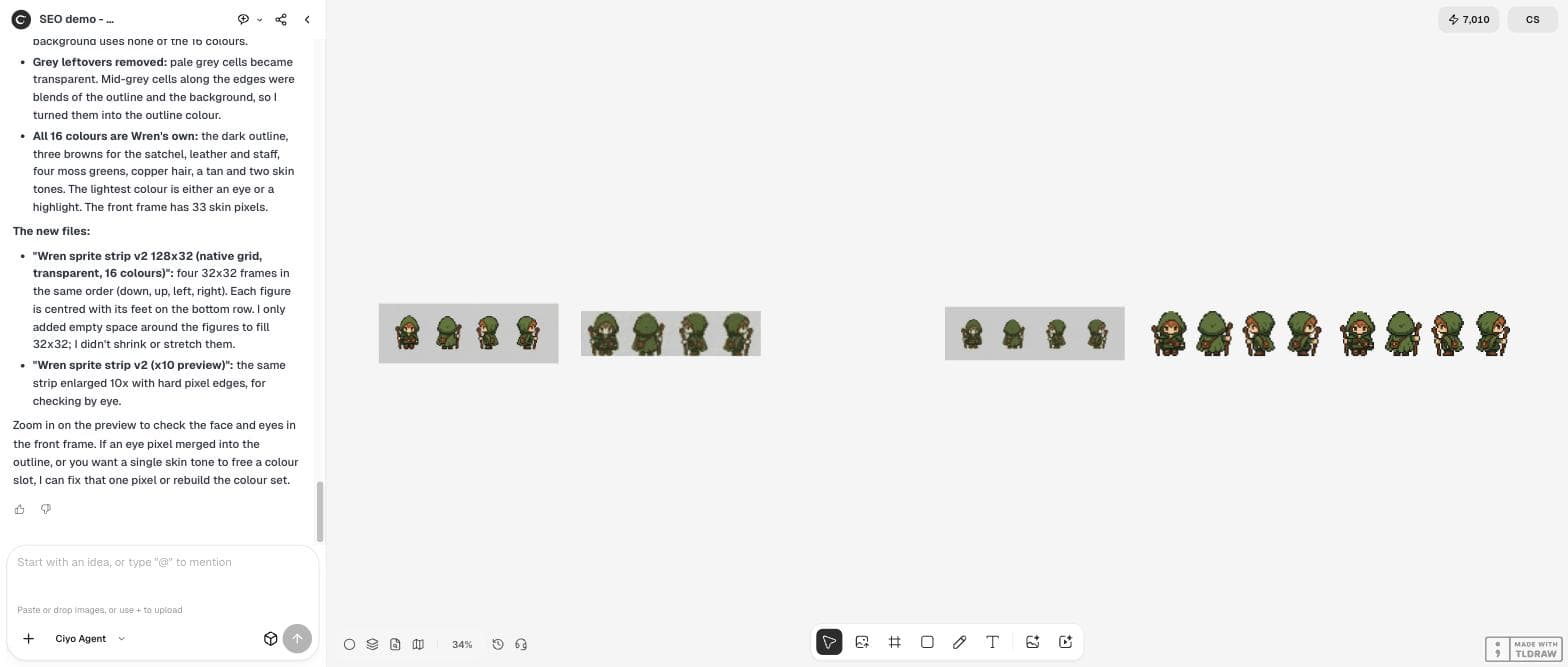 生成直後のシート、一つ目の帯、二つ目の帯が並んだ、Ciyo の Mossfall のボード