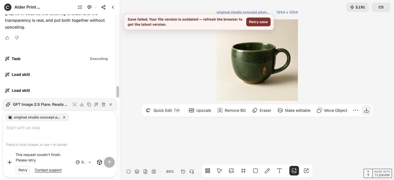 Full Ciyo viewport showing the observed print-format output and run state