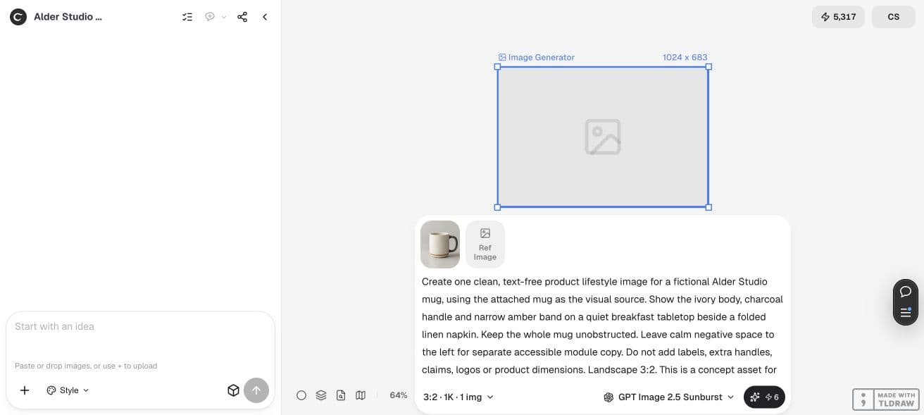 يتلقى Image Generator في Ciyo مرجع المنتج وطلب صورة استخدام يومي بلا كتابة.