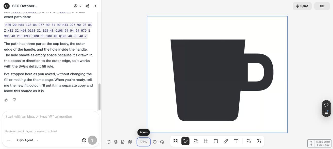 Full Ciyo viewport with the original cup mark and its SVG code