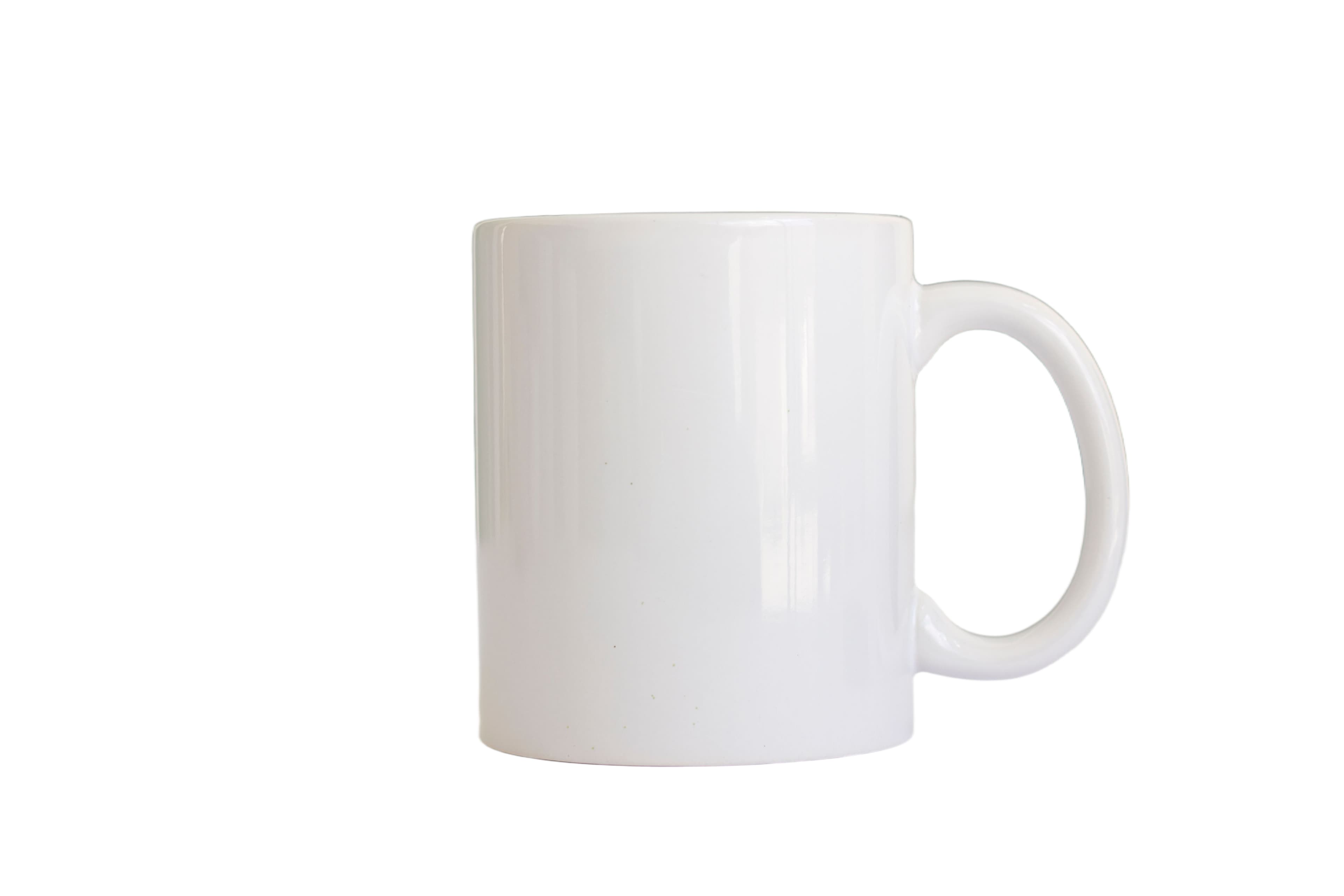 White mug cutout on a pure white background
