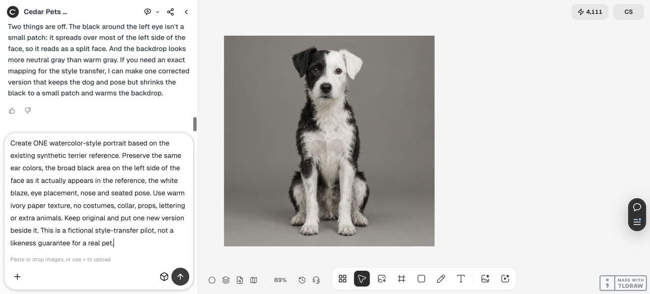 Synthetic terrier reference and a marking-preservation style brief in Ciyo
