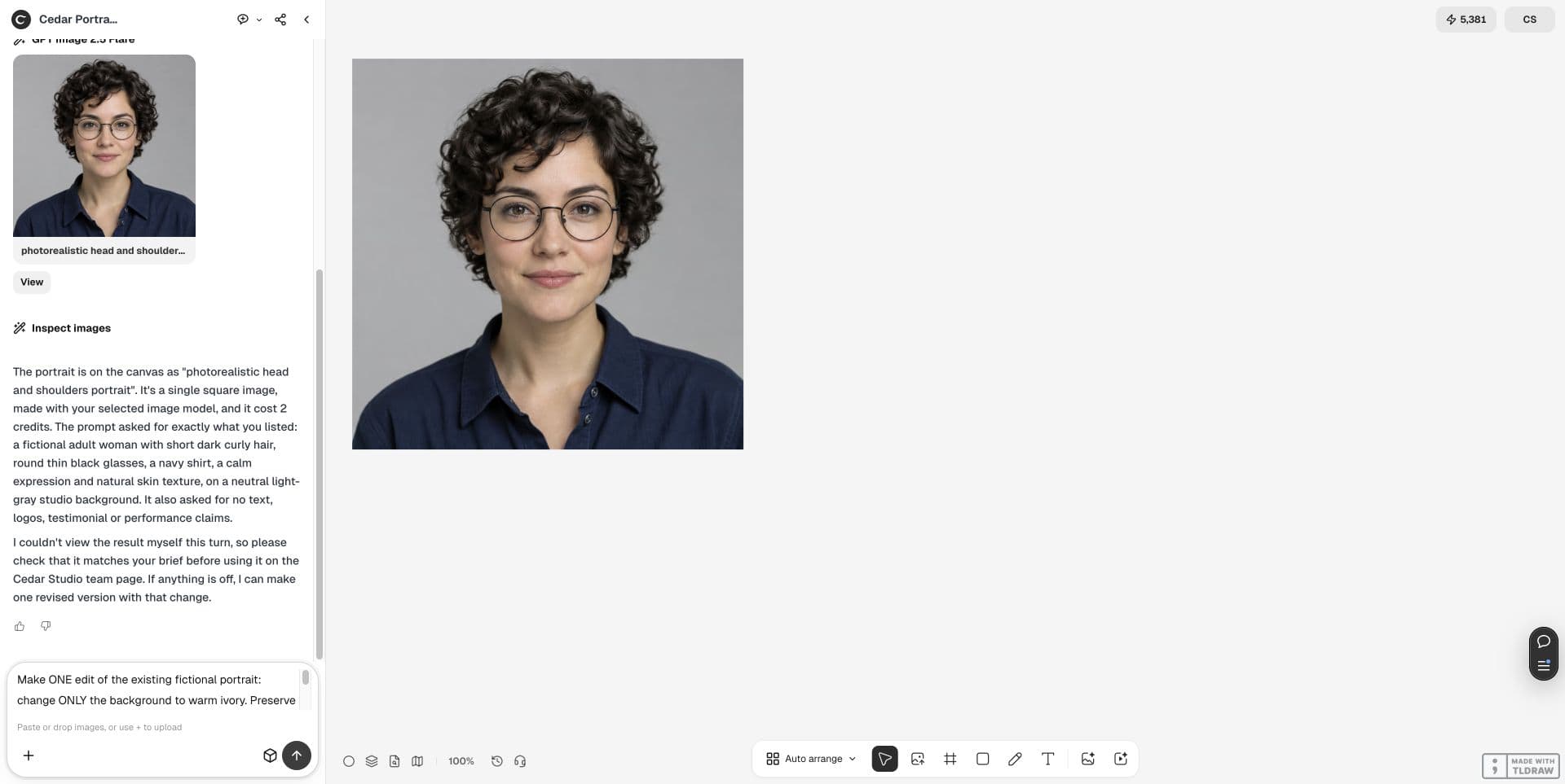 Ciyo con un retrato ficticio y una solicitud para cambiar solo el fondo