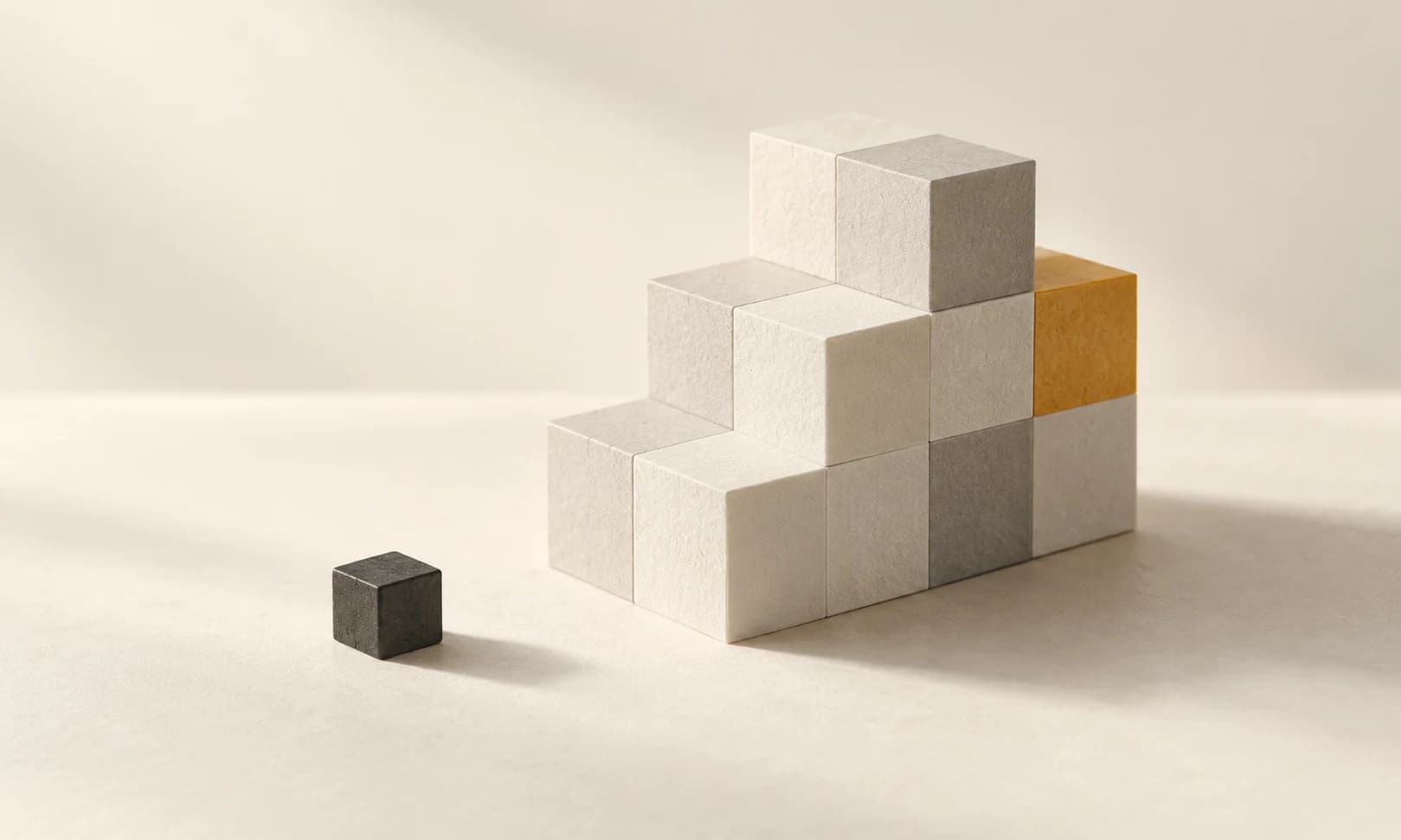 Composición abstracta de pequeños bloques que se amplían conservando sus bordes cuadrados